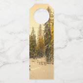 雪の松の木の森自然写真 ボトルネックタグ (裏面)