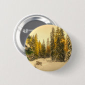 雪の松の木の森自然写真 缶バッジ (正面&裏面)