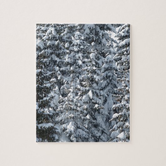 雪の松の木の質感 ジグソーパズル (縦)