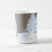 雪の松の木クリスマスウッド素朴ファミリー コーヒーマグカップ (中央)