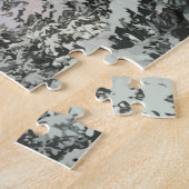 雪の松の木ムーンサンセット ジグソーパズル (側面)