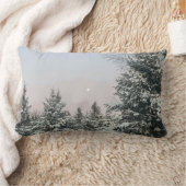 雪の松の木ムーンサンセット ランバークッション (ブランケット)