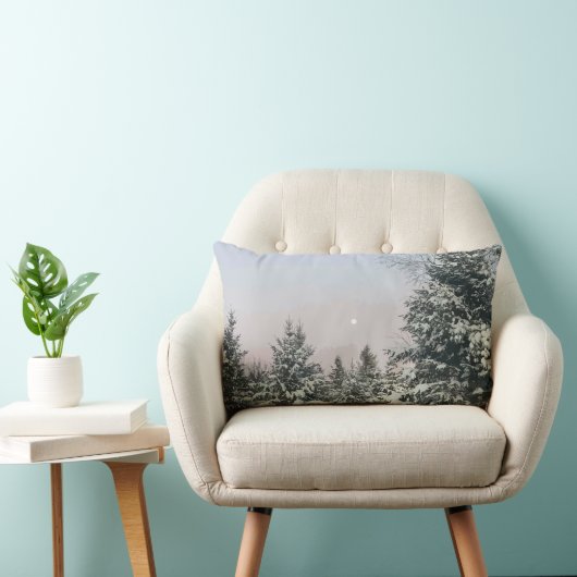 雪の松の木ムーンサンセット ランバークッション (椅子)