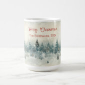 雪の松の木ヴィンテージクリスマス コーヒーマグカップ (中央)