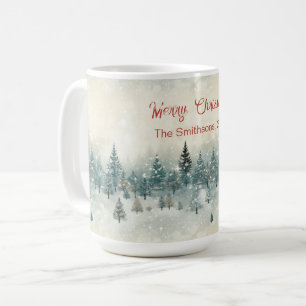 雪の松の木ヴィンテージクリスマス コーヒーマグカップ
