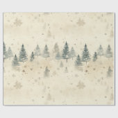 雪の松の木ヴィンテージ水色 ラッピングペーパー (フラット)