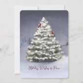 雪の松の木2つの深紅色クリスマス (正面)