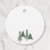 雪の松の木、鹿のクリスマスメッセージカード フェイバータグ (裏面)