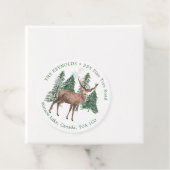 雪の松の木、鹿のクリスマスメッセージカード フェイバータグ (インサイチュ)