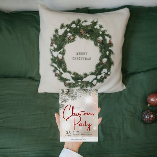 雪の松の枝のクリスマス招待状 招待状