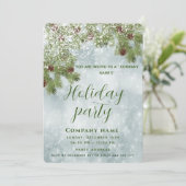 雪の松の枝の休日のパーティーの企業の招待 招待状 (スタンド正面)