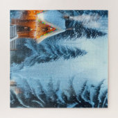 雪の松の森とキャビン20x20パズル ジグソーパズル (横)