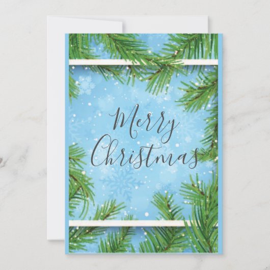 雪の松の葉を額縁に入れて - オーダーメイド シーズンカード (正面)