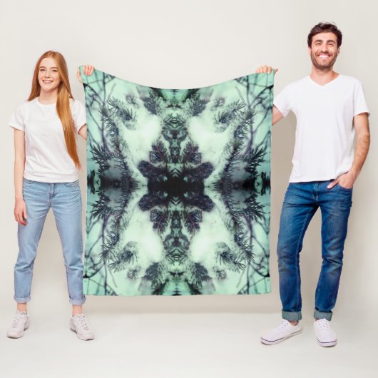 雪の松の針冬の自然抽象芸術 フリースブランケット (インサイチュ)