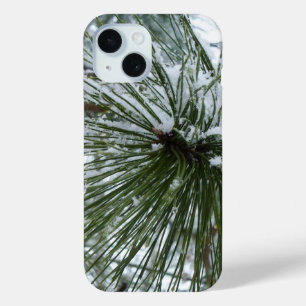 雪の松の針冬自然撮影 iPhone 15ケース