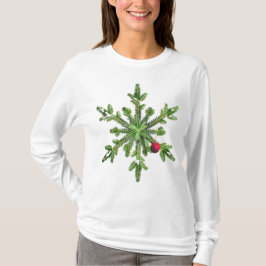 雪の松の雪の結晶クリスマス Tシャツ