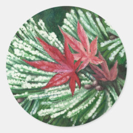 雪の松ステッカー ラウンドシール