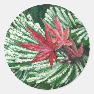 雪の松ステッカー ラウンドシール