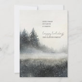 雪の松林のクリスマス シーズンカード (正面)