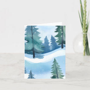 雪の松林 冬の水彩画 シーズンカード