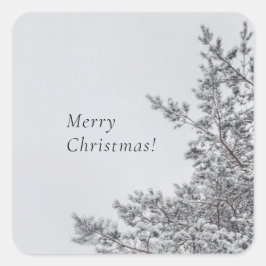 雪の松、スカンジナビアのクリスマス　美観 スクエアシール