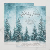 雪の松　雪のクリスマスツリー　冬のホリデー 招待状 (正面/裏面)