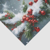 雪の枝にとまるクリスマスのショウジョウコウチョウ 薄葉紙 (詳細)