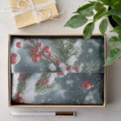雪の枝にとまるクリスマスのショウジョウコウチョウ 薄葉紙 (ギフト)