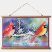 雪の枝にカーディナル 吊り下げ型タペストリー (正面)