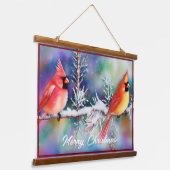 雪の枝にカーディナル 吊り下げ型タペストリー (傾斜あり)