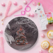 雪の枝にクリスマスイルミネーション ペーパープレート (パーティー)