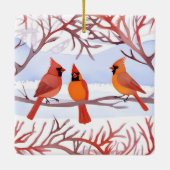 雪の枝に赤い深紅色が3つ セラミックオーナメント (裏面)