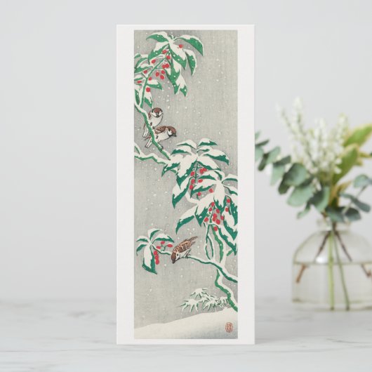 雪の枝のスズメ シーズンカード (スタンド正面)