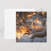 雪の枝の下でゆっくり眠るフクシ シーズンカード (正面/裏面)