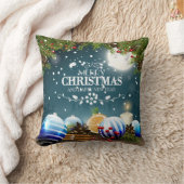 雪の枝を持つ美しいクリスマスデザイン クッション (ブランケット)