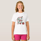 雪の格子模様の女の子Tシャツ Tシャツ (正面フル)