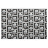 雪の梟と月絵画-オリジナル鳥画 ファブリック (ファットクウォーター)