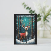 雪の森かわいいベビーディアサンタクリスマスギフト ポストカード (スタンド正面)