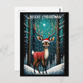 雪の森かわいいベビーディアサンタクリスマスギフト ポストカード (正面/裏面)