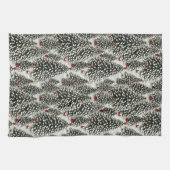 雪の森がクリスマスツリーを覆った キッチンタオル (横)