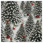 雪の森がクリスマスツリーを覆った ファブリック (クローズアップ)