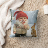 雪の森でキャンディーケーンを楽しむゴノーム クッション (ブランケット)