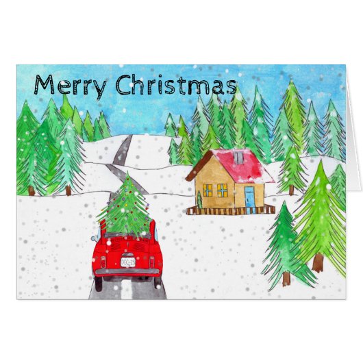 雪の森でフィアット500カスタマイズ可能 (正面横)