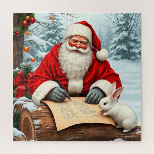 雪の森で手紙を書くサンタクロース ジグソーパズル (縦)