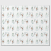 雪の森で赤い鼻をしている鹿 ラッピングペーパー (フラット)