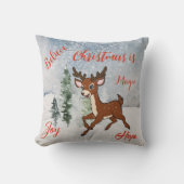 雪の森とベビー鹿クリスマス クッション (正面)