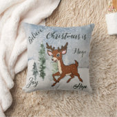 雪の森とベビー鹿クリスマス クッション (ブランケット)