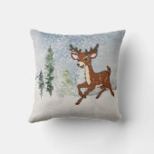 雪の森とベビー鹿クリスマス クッション (裏面)