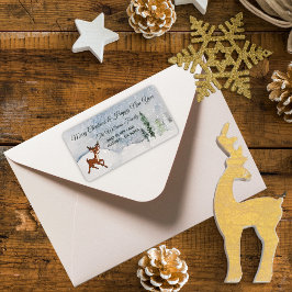 雪の森とベビー鹿クリスマス ラベル