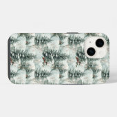 雪の森と松の木のクリスマスパターン iPhoneケース (裏面横)